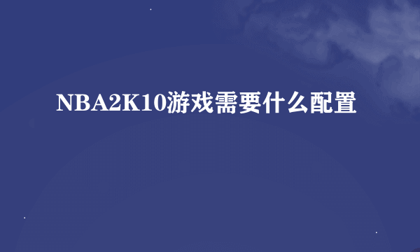 NBA2K10游戏需要什么配置