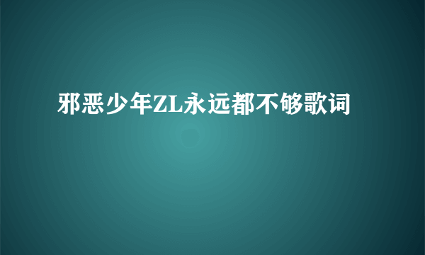 邪恶少年ZL永远都不够歌词