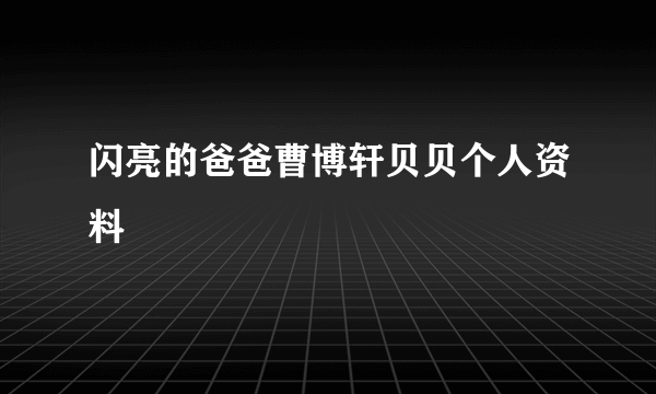 闪亮的爸爸曹博轩贝贝个人资料