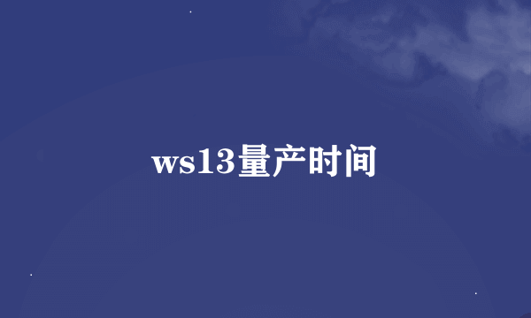 ws13量产时间