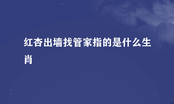 红杏出墙找管家指的是什么生肖