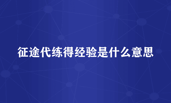 征途代练得经验是什么意思