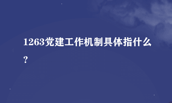 1263党建工作机制具体指什么？