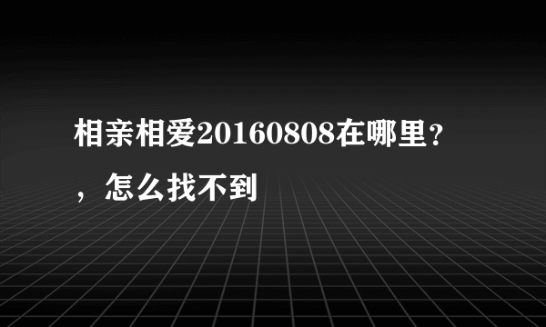 相亲相爱20160808在哪里？，怎么找不到