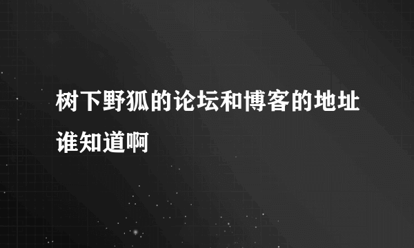 树下野狐的论坛和博客的地址谁知道啊