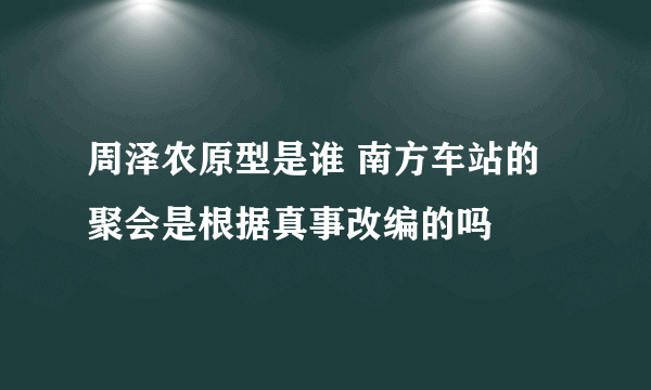 周泽农原型是谁 南方车站的聚会是根据真事改编的吗