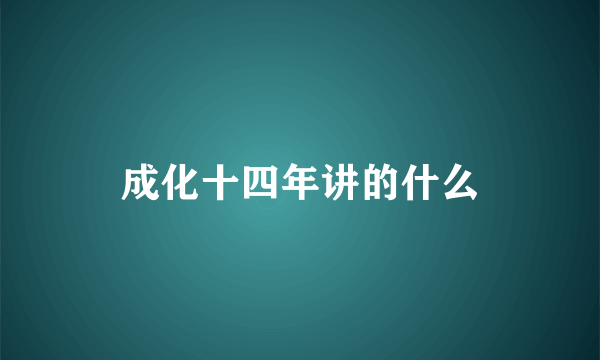 成化十四年讲的什么