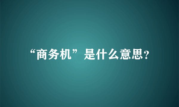 “商务机”是什么意思？