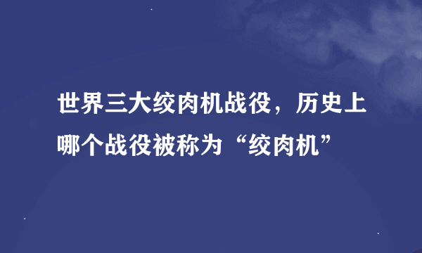 世界三大绞肉机战役，历史上哪个战役被称为“绞肉机”