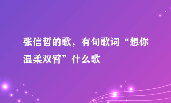 张信哲的歌，有句歌词“想你温柔双臂”什么歌