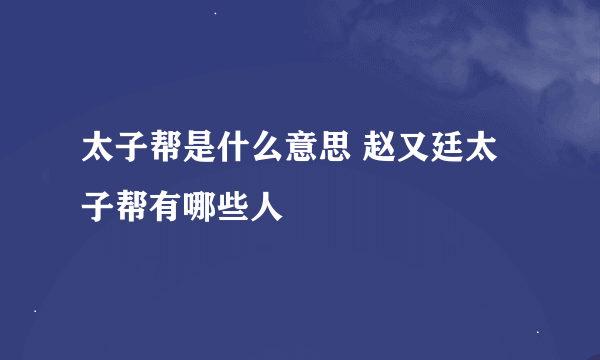 太子帮是什么意思 赵又廷太子帮有哪些人