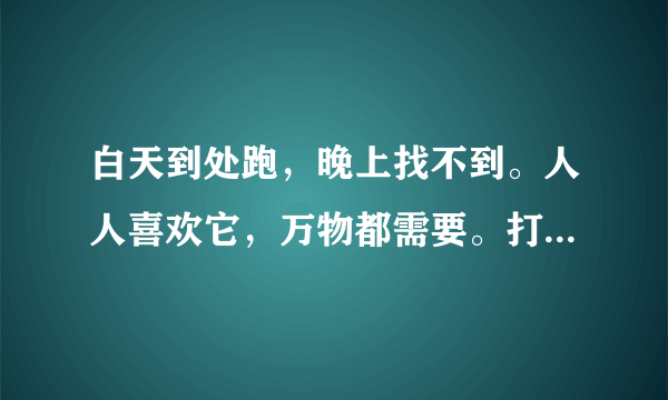 白天到处跑，晚上找不到。人人喜欢它，万物都需要。打一动物？