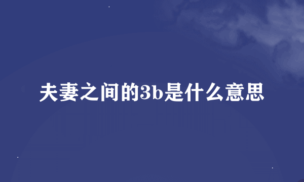 夫妻之间的3b是什么意思