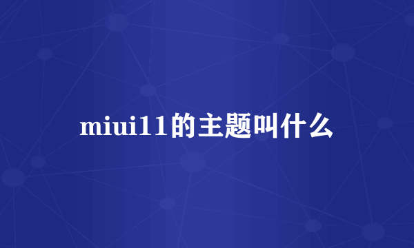 miui11的主题叫什么