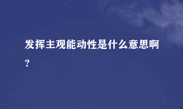 发挥主观能动性是什么意思啊？