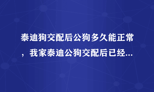 泰迪狗交配后公狗多久能正常，我家泰迪公狗交配后已经两小时了，可是看到生殖器还在外面，这样正常吗