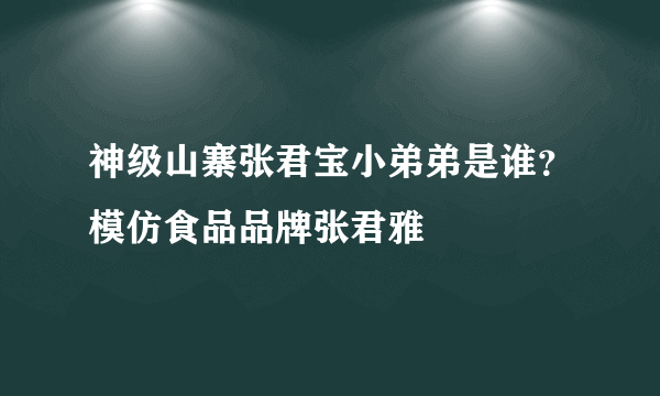 神级山寨张君宝小弟弟是谁？模仿食品品牌张君雅