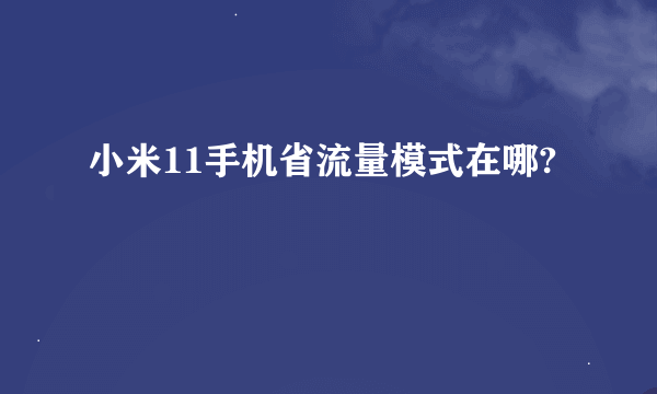 小米11手机省流量模式在哪?