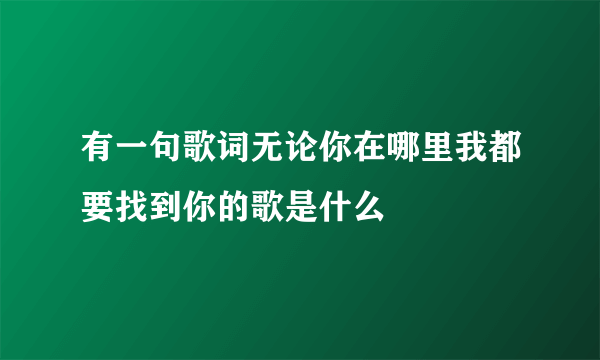 有一句歌词无论你在哪里我都要找到你的歌是什么