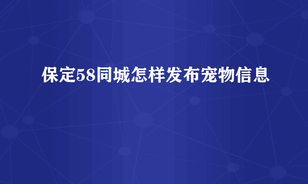 保定58同城怎样发布宠物信息