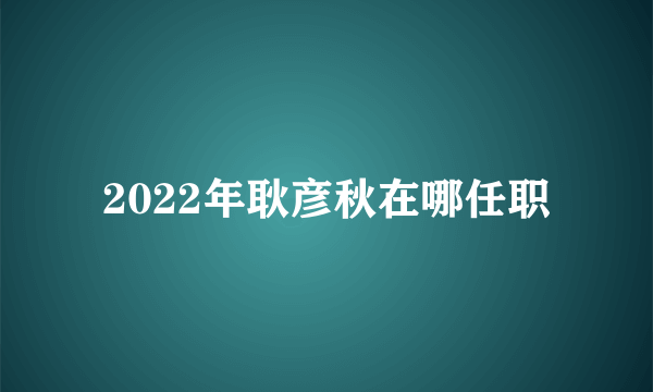 2022年耿彦秋在哪任职