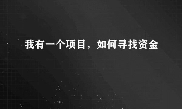 我有一个项目，如何寻找资金