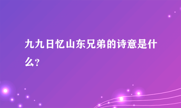 九九日忆山东兄弟的诗意是什么？