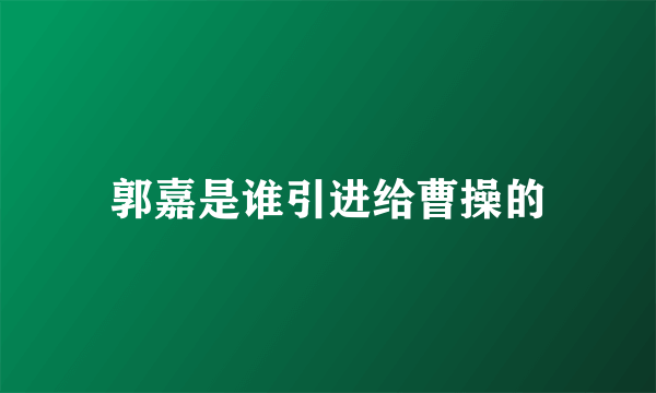 郭嘉是谁引进给曹操的