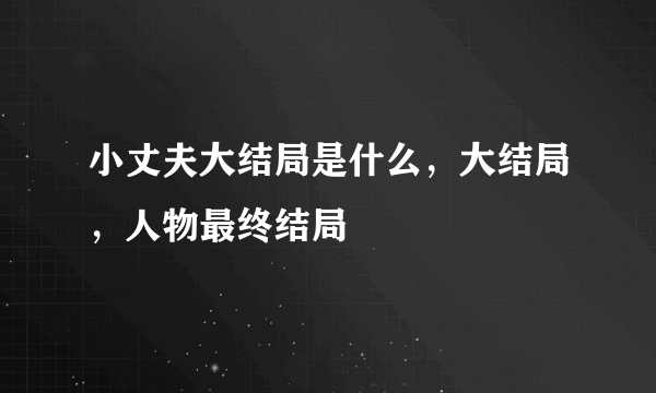 小丈夫大结局是什么，大结局，人物最终结局