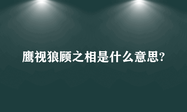 鹰视狼顾之相是什么意思?