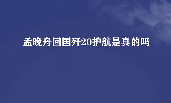 孟晚舟回国歼20护航是真的吗