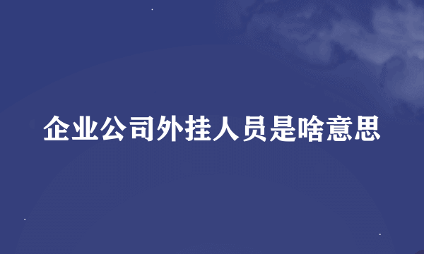 企业公司外挂人员是啥意思