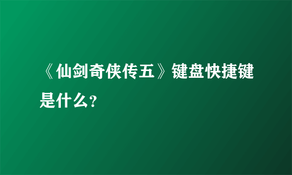 《仙剑奇侠传五》键盘快捷键是什么？