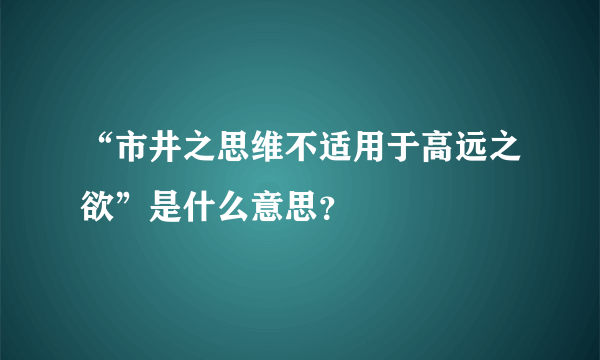 “市井之思维不适用于高远之欲”是什么意思？