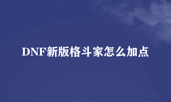 DNF新版格斗家怎么加点