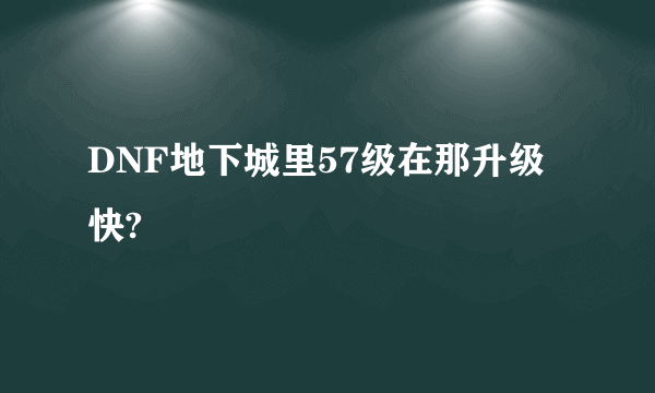 DNF地下城里57级在那升级快?