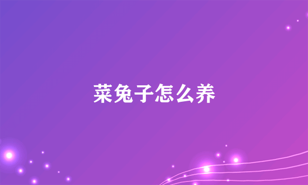 菜兔子怎么养