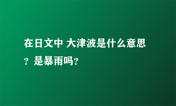 在日文中 大津波是什么意思？是暴雨吗？