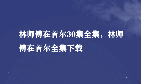 林师傅在首尔30集全集，林师傅在首尔全集下载