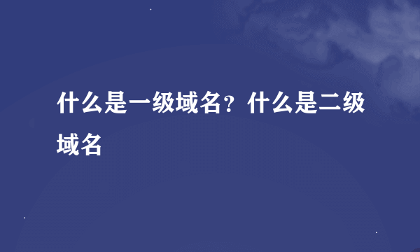 什么是一级域名？什么是二级域名