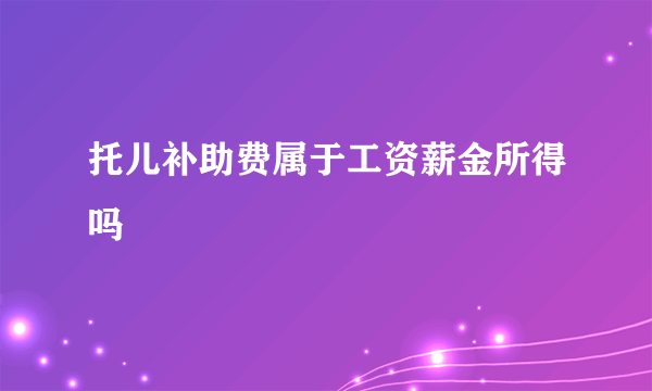 托儿补助费属于工资薪金所得吗