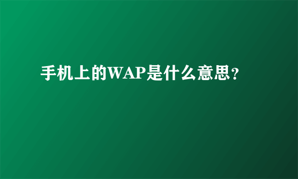 手机上的WAP是什么意思？