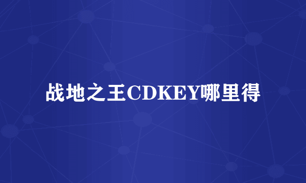 战地之王CDKEY哪里得