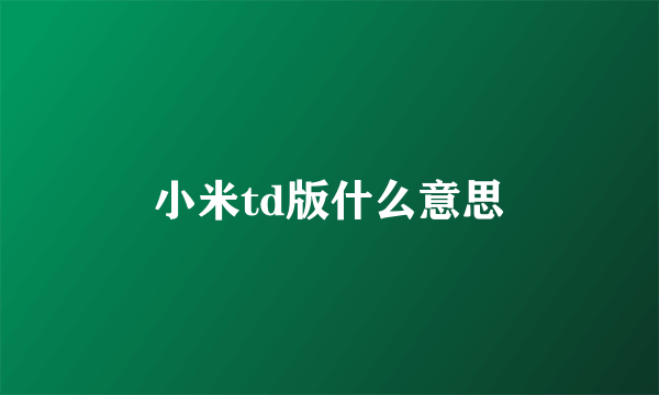 小米td版什么意思