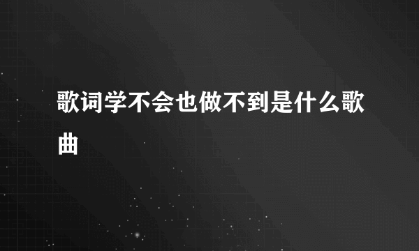 歌词学不会也做不到是什么歌曲