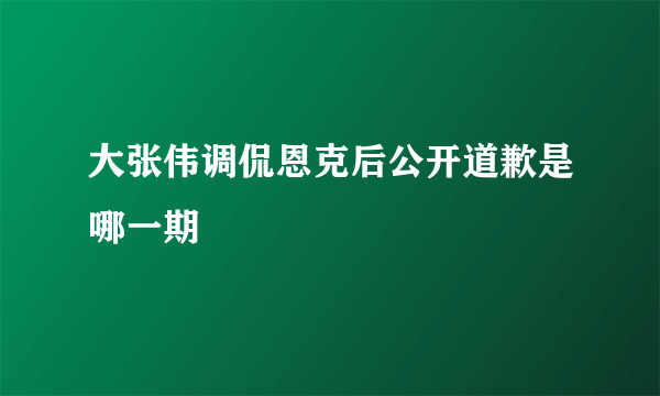 大张伟调侃恩克后公开道歉是哪一期