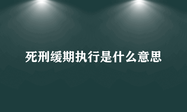 死刑缓期执行是什么意思