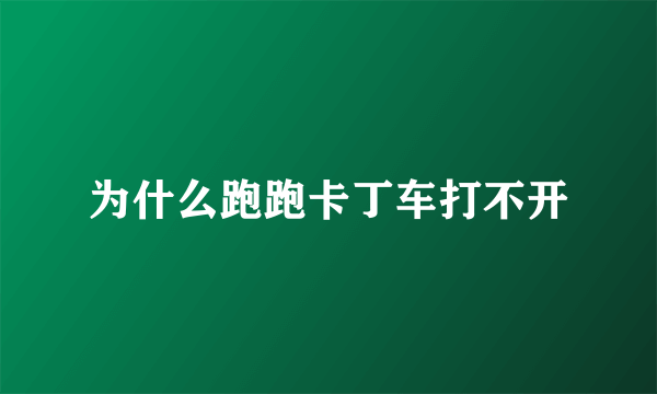 为什么跑跑卡丁车打不开