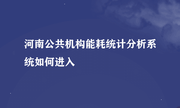 河南公共机构能耗统计分析系统如何进入