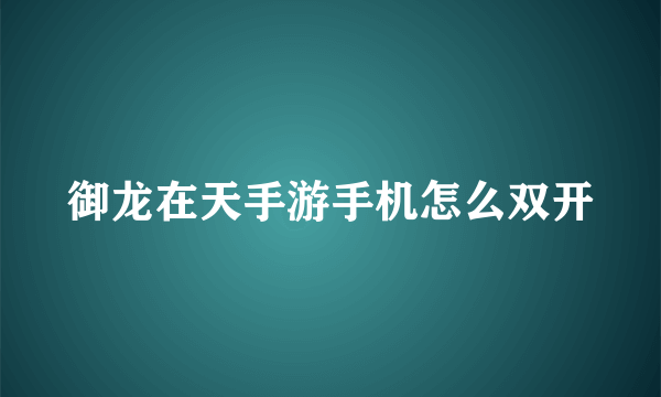 御龙在天手游手机怎么双开